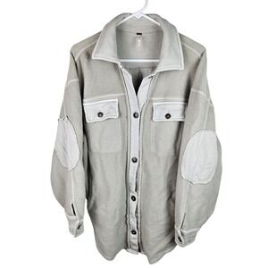 Free People XS Shacket Oversized Shirt Jacket Coat Button Up Beige